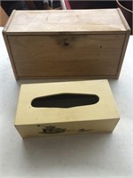 Vintage Wooden ware lot bread box and Kleenex box