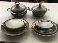 Vintage silver plate lidded serving dishes