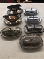 Vintage lot of silver plate butter dishes and