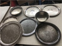 Vintage lot of Silver plate serving trays and