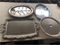 Vintage lot of silver plate serving trays and