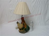 Rooster & Hen Lamp ~ Powers On ~ 18" Tall