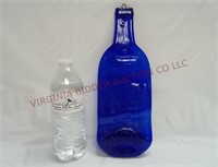 Cobalt Blue Flattened Glass Bottle ~ Wall Decor
