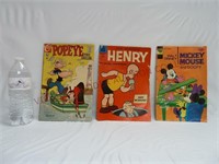 Vintage Comic Books ~ Popeye, Henry & Mickey Mouse