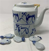 6 PC GLASS TEAPOT AND MISC...