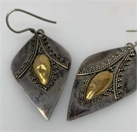 STERLING SILVER EARRINGS GOLD INLAY?