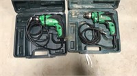2- Hitachi D10VH 3/8" Electric Drill