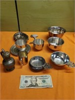 11 pieces of pewter and silver plate