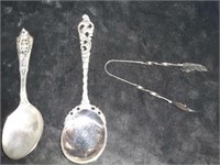 3 PC 2 SERVING SPOONS & TONGS