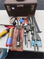 metal tool box w/various tools