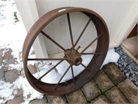 vintage metal implement wheel