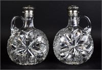 Pair of Gorham Sterling & Cut Glass Bottles