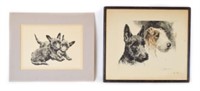 2 Kurt Meyer-Eberhardt Etchings of Dogs