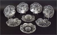 8 Libbey American Brilliant Cut Glass Plates