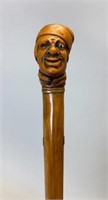 Carved Cane With Bust For Pommel
