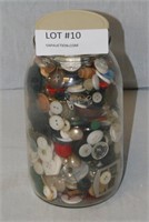 VINTAGE JAR OF BUTTONS AND MORE