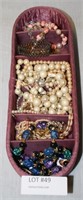 SILK JEWELRY BOX WITH CONTENTS