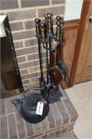 Cast Iron Kettle & Fireplace Set