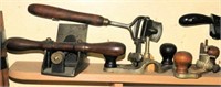 Entire shelf of nice antique woodworking tools