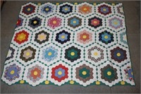 BRIGHTLY  COLORED HAND STITCHED QUILT