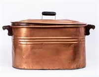 Antique Large Copper Boiler Wash Tub With Lid