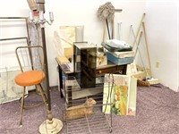 Large Miscellaneous Lot, Floor Lamp, Table,