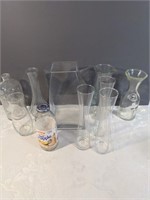 Glass Vase Lot Etched