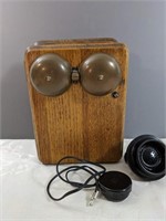 Vintage American Bell Oak Wall Phone