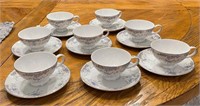Set of  8 Imperial China Seville Cups & Saucers