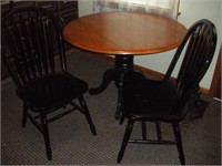 Round Drop Leaf Table w/2 Hoop Back Chairs