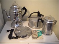 Metal Tea/Coffee pots and Warmer