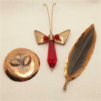 3 Mid-Century Copper Brooches