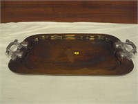 India Brass Tray with Pewter Handles 12 x 21