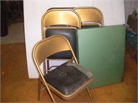 Metal Folding Chairs (4) and Table