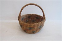 Red & Blue Painted Rod Basket 9"Dia
