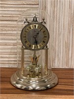 Vintage Elgin Quartz Clock Glass Dome Brass Base
