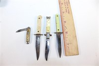 Lot of 4 Vintage Knives - 3 Fixed 1 Folding Small