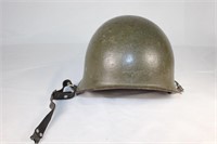 Vtg Military Metal Helmet Leather Liner/Strap