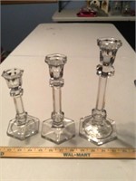 Unmarked Lead Crystal Candle holder set of 3