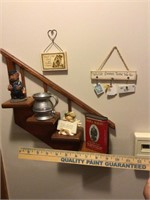 Wall decor stair shelf & contents