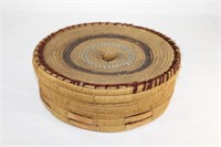 Antique Hand Woven Round Basket - Knob Top