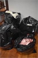 4 Trash Bags Full of Wedding Table Cloths, Chair