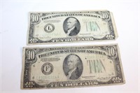 Pair of 1934 $10 Federal Reserve Notes