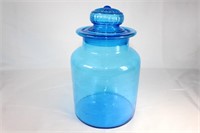 Large Blue Glass Canister