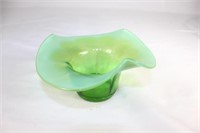 VTG Green Opalescent Fluted Bowl