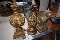 Golden Mantle Display Pieces ~ Pineapple, Gorgoyle
