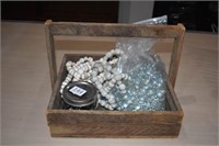 Wooden Handled Tray w/ Marbles & Beads