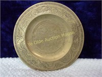 Heavy Brass Decorative Asian Plate with