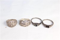 Lot of 4 Sterling Silver Rings
