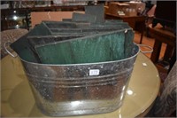 Galvanized Bucket of Green Painted Wood &